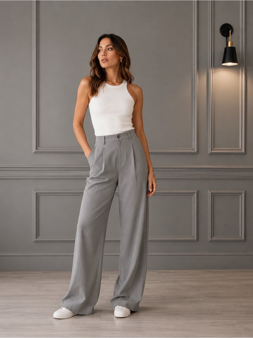 Favorite Daughter Frost Gray Trousers Size 12 B2088